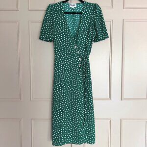 Rouje Green and White Midi Dress
